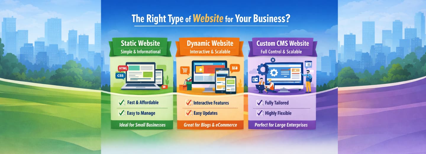 Which is The Right Type of Website for Your Business: Dynamic, Static, or Custom CMS?